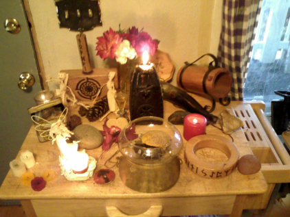 A personal altar, like the one seen here, can help you dedicate a special space in your home or office for the practice of your spirituality.