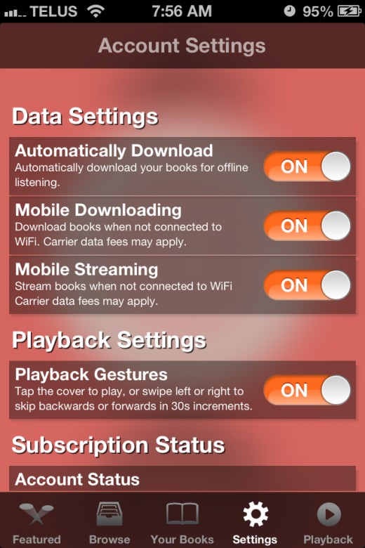 Audiobooks.com is the best way to stream audio books to listen instantly, or download when you're connected to wifi.