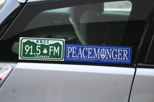 Stickers in a car window in Europe