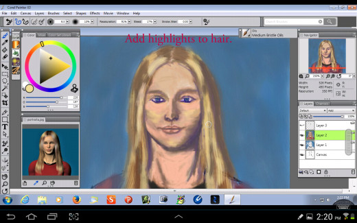 Adding Highlights to the Hair.
