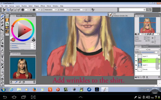 Highlighting the shirt.