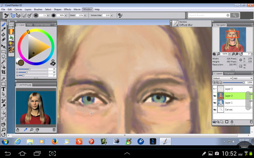 Detailing the eyes.