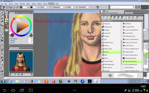 Blending the hair.