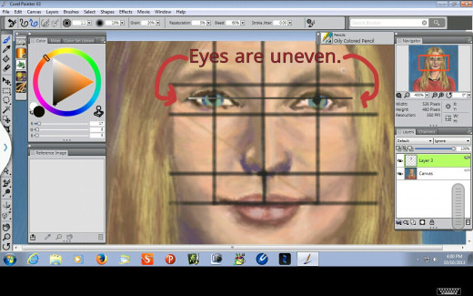 Eyes are uneven.