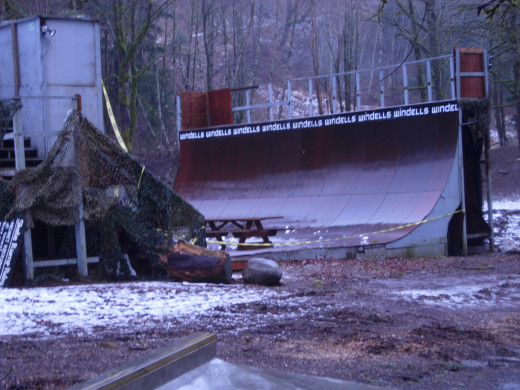 Seven foot half pipe.  It's rain-damaged, so they're going to tear it down..
