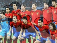 Barcelona players in Spanish kit
