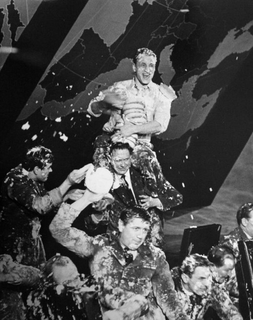 The pie fight. Cut from the finished film.