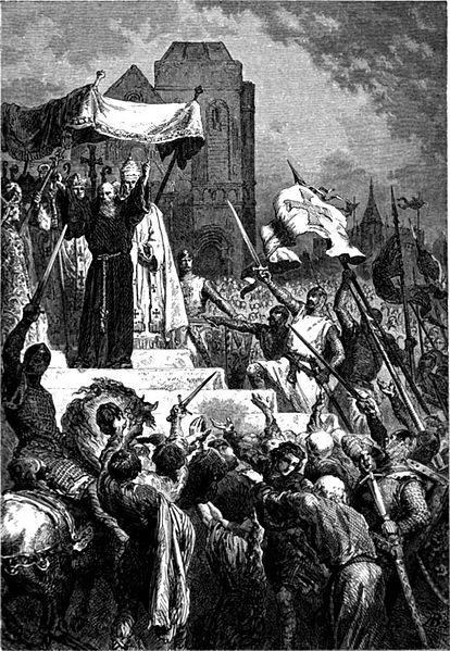 Pope Urban II, preaching the Crusade