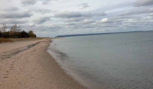 Nice walk along lake in Glen Haven. You can see South Manitou Island in distance.