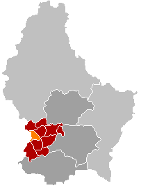 Map location of Steinfort municipality, Luxembourg