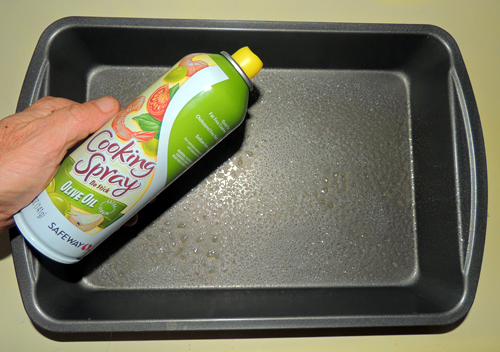 grab a 9 X 13 casserole dish--use some non-stick cooking spray if you like...