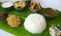 South Indian Meal served on Plantain Leaf