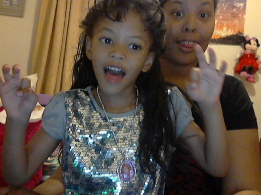 Maria and Mommy being silly.