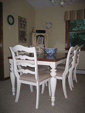 Table and chairs purchased at Jordan's Furniture Outlet (Avon Store). Walls painted Powell Buff.