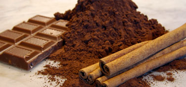 Chocolate bar, powder and cinnamon - all healthy for the body.