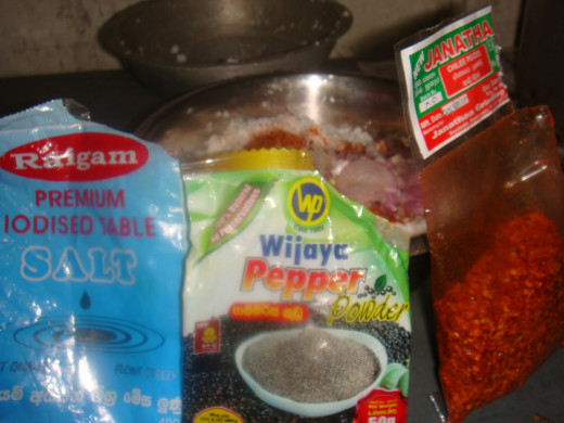 Add some salt, pepper powder and chili pieces according to your choice. Also grated Maldive fish.
