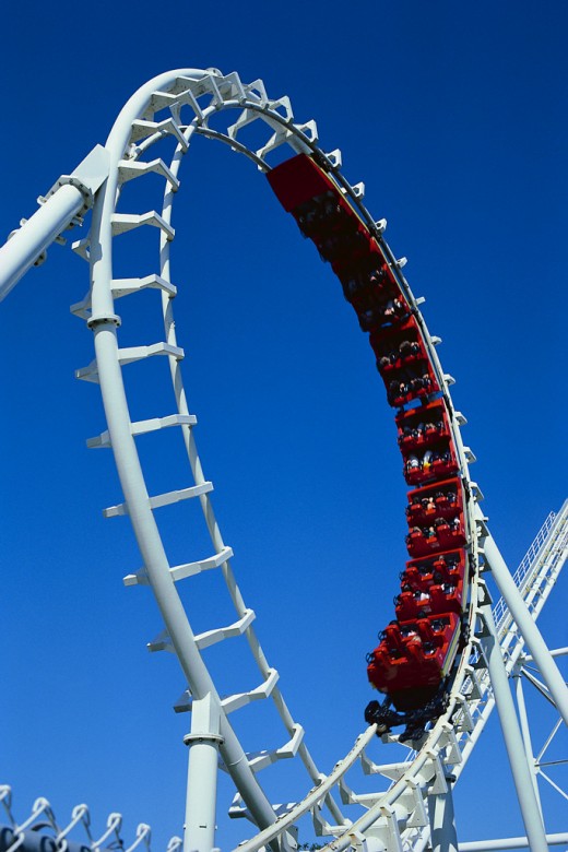 the coaster rolling on the track is the economy.