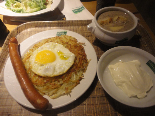 Fried potatoes strings called rosti