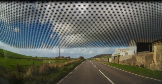 mistakenly placed too high on windscreen, this screenshot shows the windscreen mesh