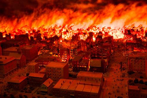 Image from a diorama at the Chicago Fire Museum.
