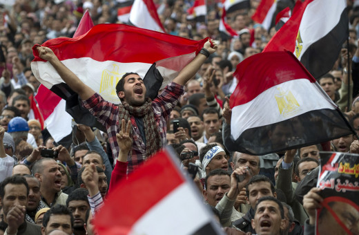 Egyptian protests during the Arab Spring that eventually led to the overthrow of the Egyptian government.