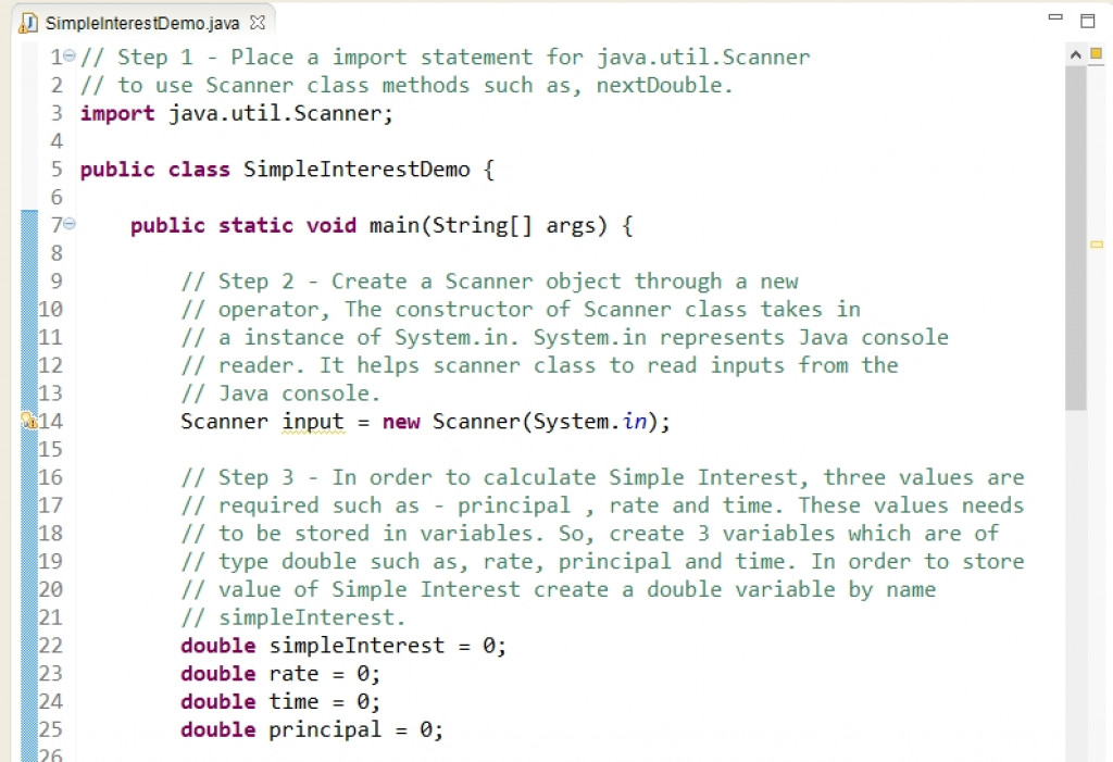 Calculate Simple Interest In Java