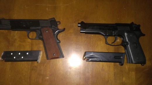 Springfield M1911 and Beretta M9