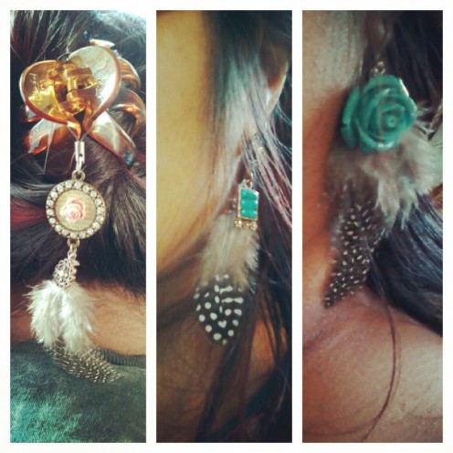 Hair Charms With Feathers and Earrings With Feathers