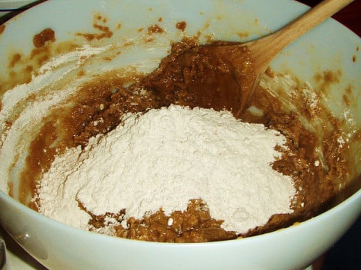 Step 5: Slowly add in your dry flour mixture one half cup at a time