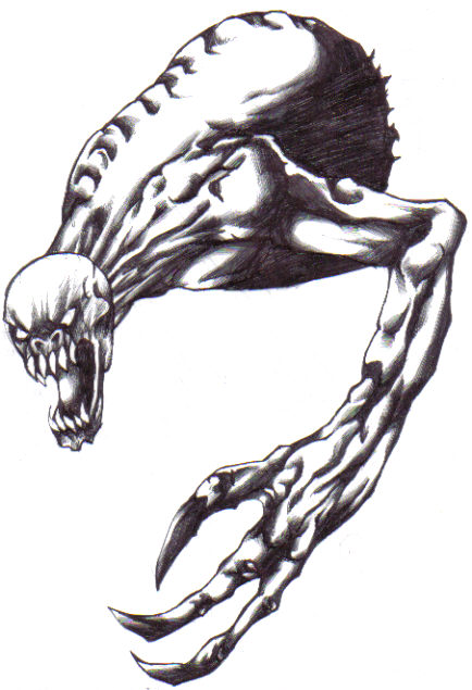 Dark Creature drawn in black bic biro pen.  