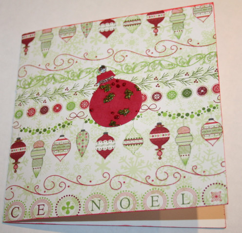 A completed 6 x 6 Christmas card.