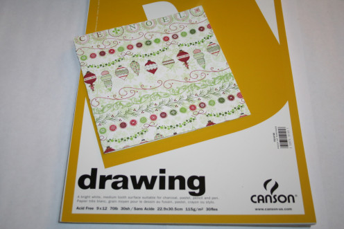 Scrapbook cardstock 12 x 12, folded and cut in to a 6 x 6 card, folded. Drawing paper for inner lining of card.