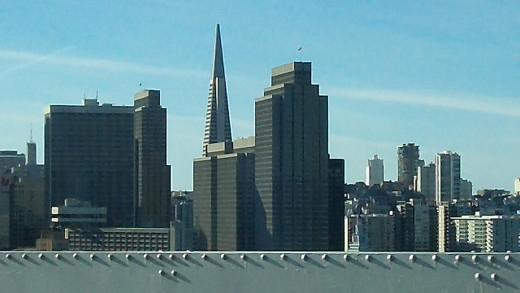 View from the Bay Bridge, San Francisco.. while driving in my new Scion. 
