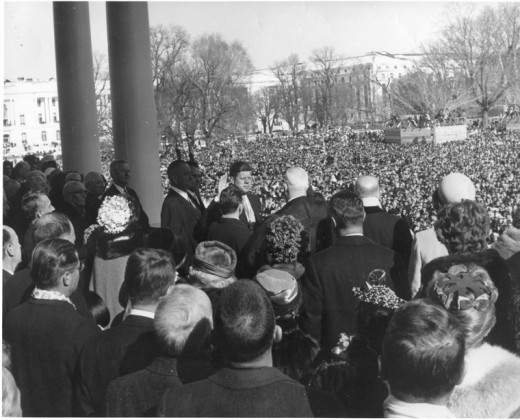 President Kennedy taking the oath of office 1961.