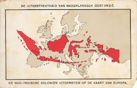 This map shows the enormous size of the Dutch East Indies Colony, projected over Europe- called 'the Emerald Belt'. Controlling this enormous colony was a mission impossible.