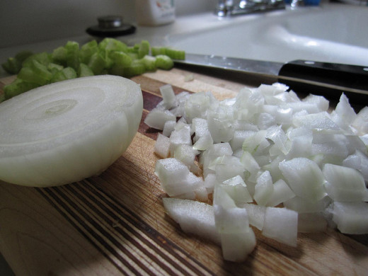 Step 2: Chop your onions and celery
