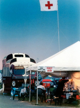 Peacemaker Bus Medical Tent at Camp Oswego Phish Concert.