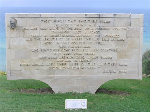 One of several monuments of remembrance at the site of the battle of Gallipoli. 