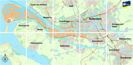 Total size of the Port of Rotterdam, including 'Maasvlakte 2' that is expanded in the North Sea.