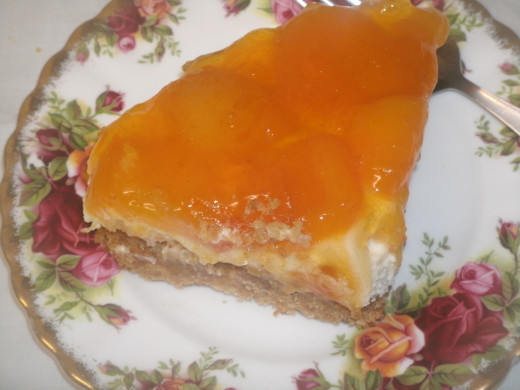 Creamy apricot cheesecake is great served with cream