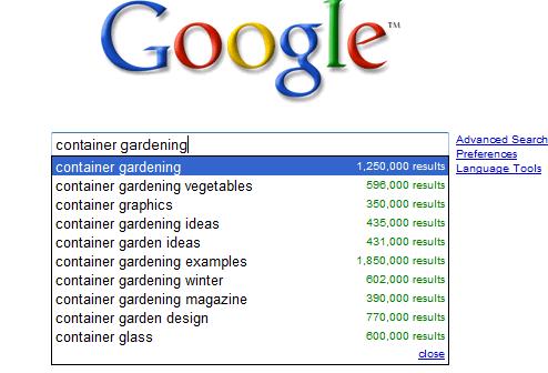 google search result