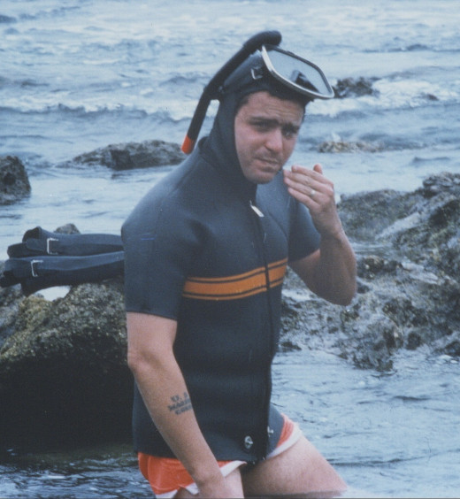 Ed Palumbo snorkeling in 1973