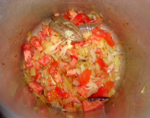 Tomatoes are added inside for frying