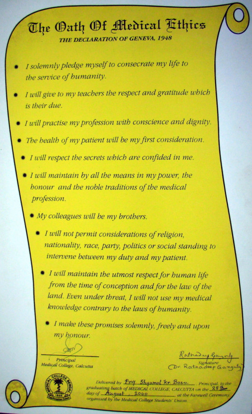 Hippocratic Oath Taken by Physicians in Colorful Yellow Poster