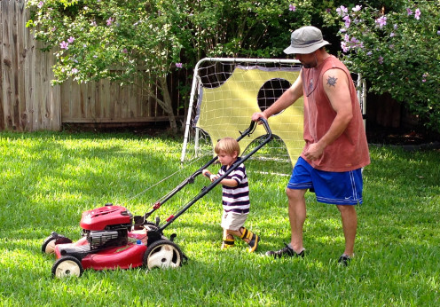 Doing yard work together can be productive, quality time.