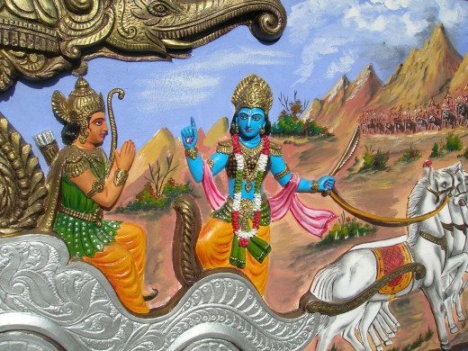 Krishna instructs Arjuna