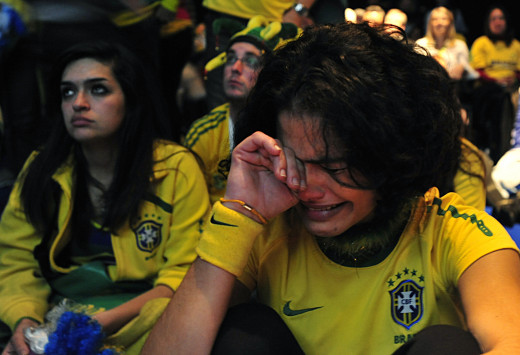 Brazil supporters at the 2010 World Cup in South Africa, after Brazil's defeat to Holland in the quarterfinals.