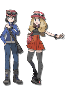 Official art of the protagonist, male (Calem) and female (Selena)