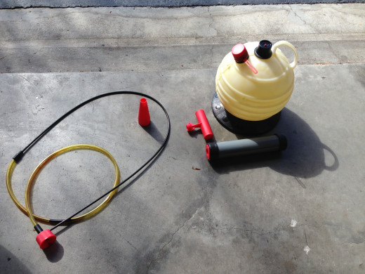 The contents of the CTA Oil Extractor and Fluid Evacuator-kit (after five oil changes).