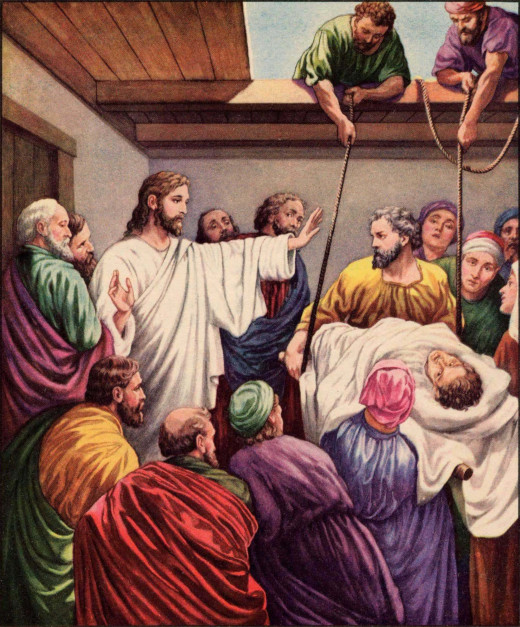 Jesus forgives/heals a paralized man